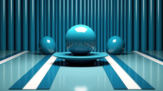 球体线条背景图片_具有 3D 蓝线图案和球体的几何圆底座讲台