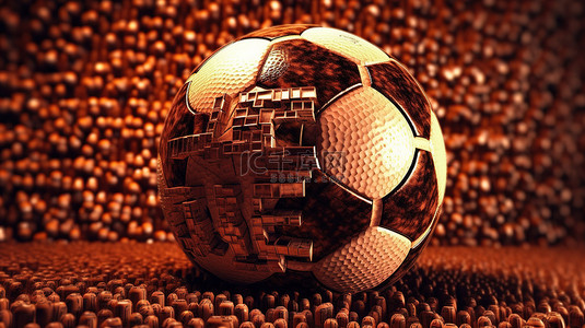 带纹理的足球 3D 渲染创建了“游戏”一词