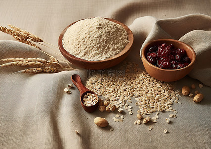 食品坚果背景图片_燕麦坚果和种子