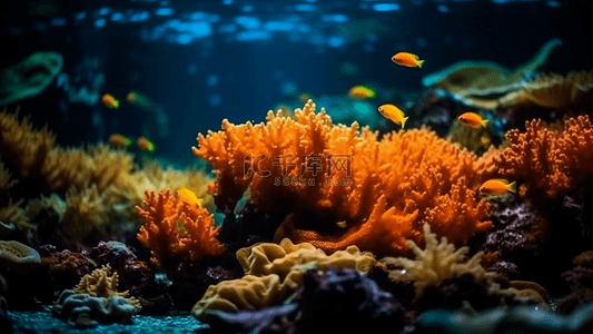 海底世界卡通背景图片_海底珊瑚橙色背景