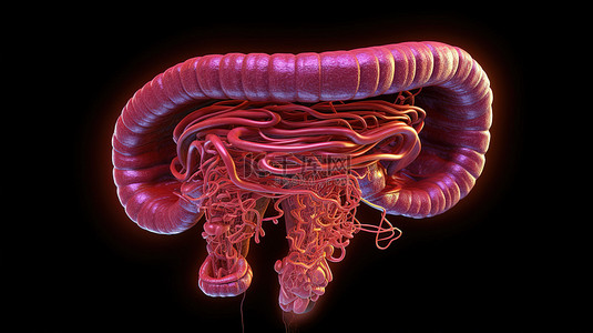 食管溃疡背景图片_包含剪切路径的 3D 肠道插图