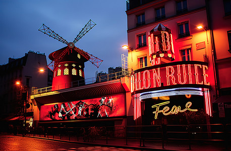 巴黎夜景背景图片_巴黎风车的图片维基百科