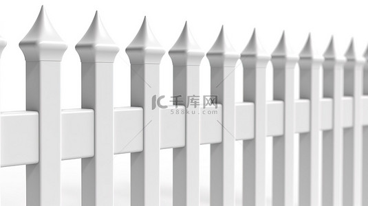 楼梯下楼梯背景图片_空白白色背景下的白色栅栏的 3D 渲染