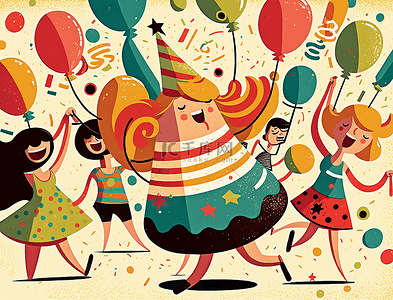 生日气氛背景背景图片_派对气球欢乐气氛背景