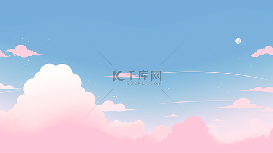 卡通边框简单背景图片_云朵梦幻可爱的天空背景简单背景