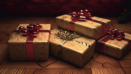 圣诞节节日彩带背景图片_圣诞节礼品包装