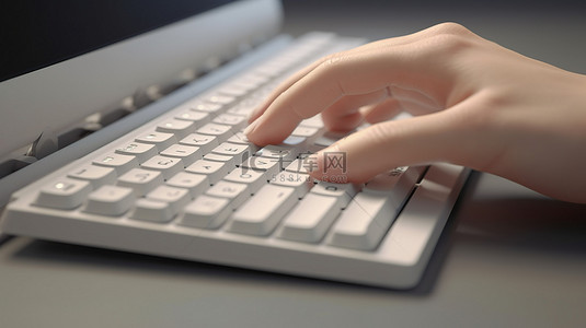 忙碌的手指在电脑键盘上打字的 3d 渲染