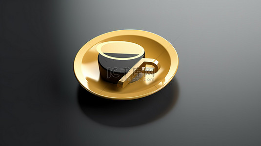 杯子图标元素背景图片_用于用户界面和 ux 设计的渲染 3D 金杯图标