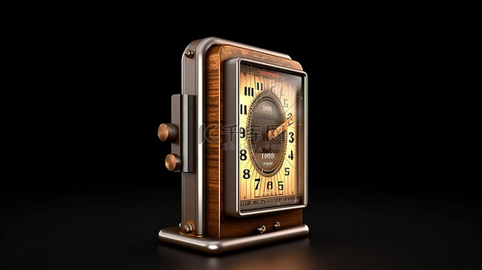 时钟数字背景图片_以 3d 呈现的黑色背景的经典翻转时钟