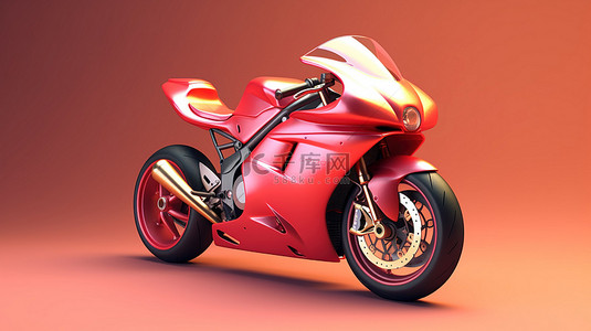 摩托车背景图片_3D 渲染插图，以平原背景上的孤立高速摩托车为特色