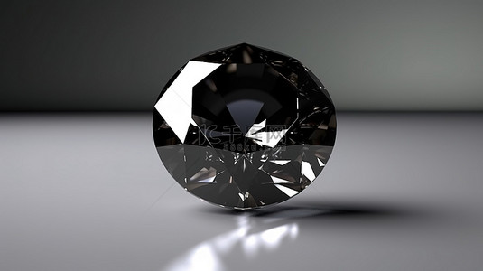 圆形黑钻石宝石的 3d 渲染
