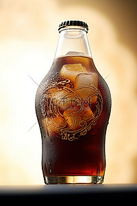 一瓶可乐背景图片_一瓶可乐和冰块