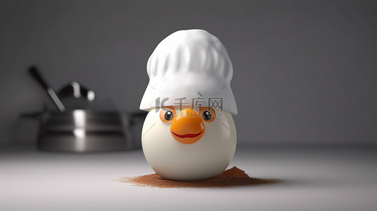 3d 渲染中的厨师帽包鸡蛋