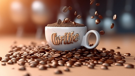 3D 渲染中咖啡豆设计的排版报价