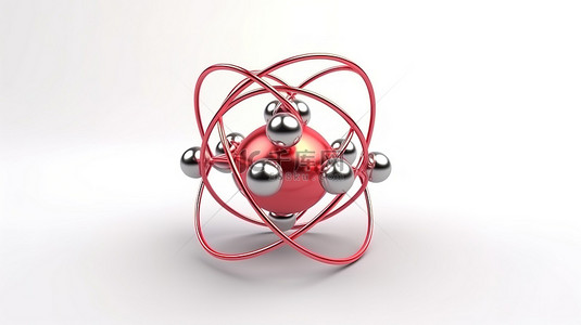 3D 渲染中的孤立原子图标描绘了卡通风格插图中的科学元素