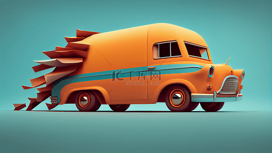 卡通汽车轿车背景图片_汽车轿车造型款橙色