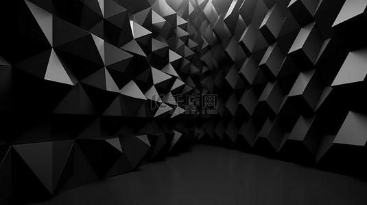 黑色水泥地背景图片_3d 渲染墙黑色几何抽象背景