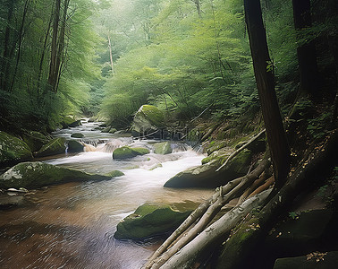 一条又长又宽的河流流经森林