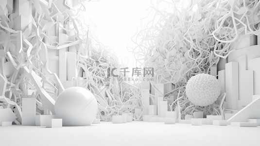 白色抽象背景中的矩形 3D 渲染