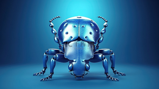 卡通的瓢虫背景图片_逼真的双色调蓝色瓢虫的令人惊叹的 3D 渲染