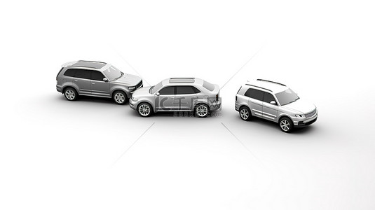 适合大家庭的高级 7 座 SUV 白色背景 3D 渲染