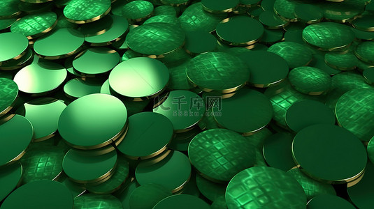 深绿色绿色背景背景图片_圆形和辐射状的抽象绿色背景，带有浅绿色和深绿色色调的 3D 渲染球体