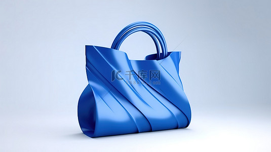 3d 渲染圣诞蓝色袋子的插图，手柄在纸或塑料之间选择