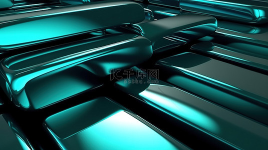 海蓝背景背景图片_时尚的金属壁纸，带有夜光海蓝宝石色调，采用现代抽象设计 3D 渲染