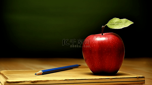 教师节铅笔红苹果背景