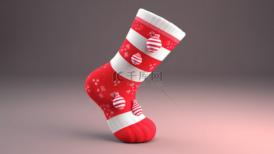 圣诞剪影背景图片_3D 渲染中的标志性圣诞袜