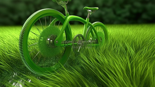 具有生态友好功能的可持续能源自行车的概念 3D 渲染