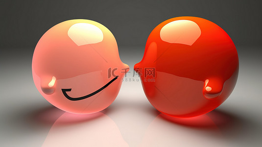 对话框聊天框背景图片_带有问候语的 3D 聊天气泡图标