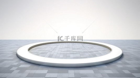 圆形公路背景图片_1 具有圆形道路设计的白色背景的 3D 插图
