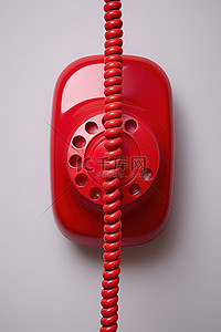 一部带红线的旧红色电话