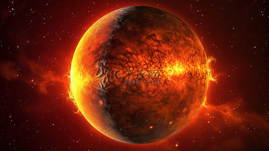 太阳星背景图片_水星这颗令人难以置信的行星绕着炽热的太阳运行引人注目的 3d 渲染