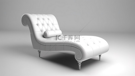假期防疫不松懈背景图片_3d 渲染中的白色背景躺椅