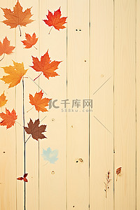 英语文字背景图片_秋叶和木质表面上的文字