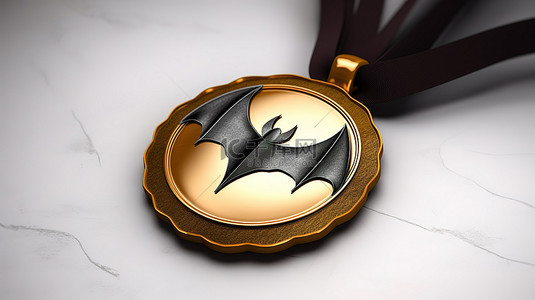 万圣节吊牌打折背景图片_蝙蝠启发的 3d 奖章硬币