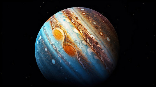 木星在外层空间的 3d 插图