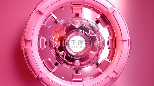粉红色背景上抽象技术对象的 3d 渲染