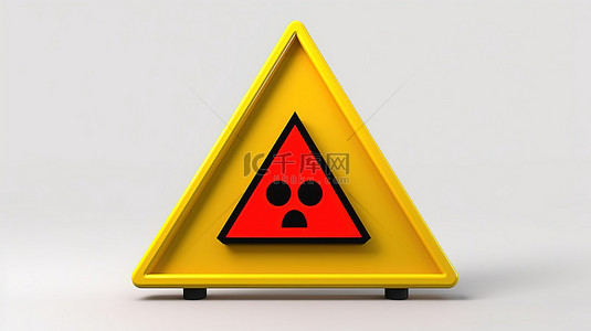 风险表背景图片_白色背景上带有危险表​​情符号和警报符号的简约警告标志的 3D 渲染