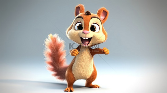 3d卡通可爱动物背景图片_活泼的3D松鼠角色