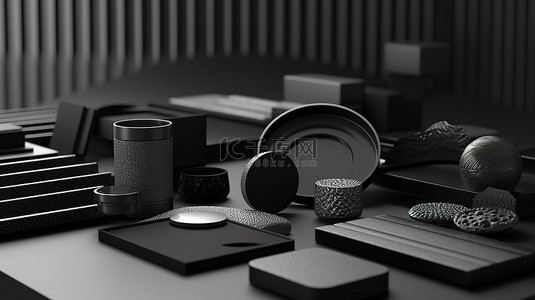 品牌元素背景图片_3D 灰度渲染品牌元素