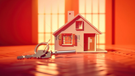 房子中介背景图片_用房子钥匙和门解锁您的梦想家园房地产市场 3D 横幅