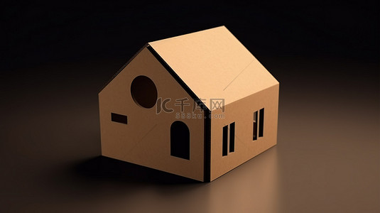 纸板箱封装 3d 房子形状的图标