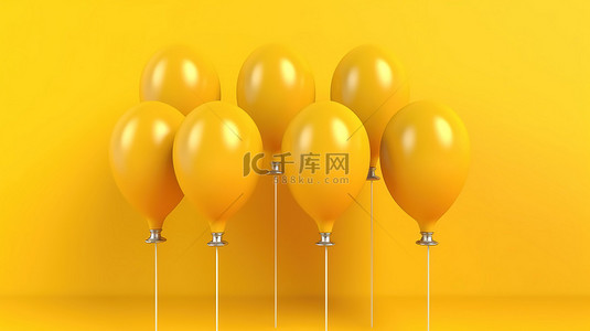 简约头脑背景图片_充满活力的黄色背景上的创新概念 3D 简约气球和灯泡