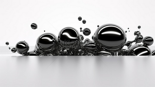 气泡黑色背景图片_白色背景上抽象液体可视化光滑的黑色气泡