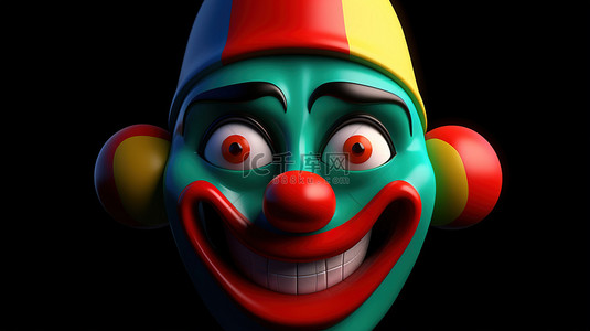 可爱的小丑背景图片_3d 渲染的卡通小丑脸的特写