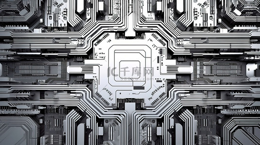 科技硬件背景图片_3d 白色科技背景与未来电路板纹理