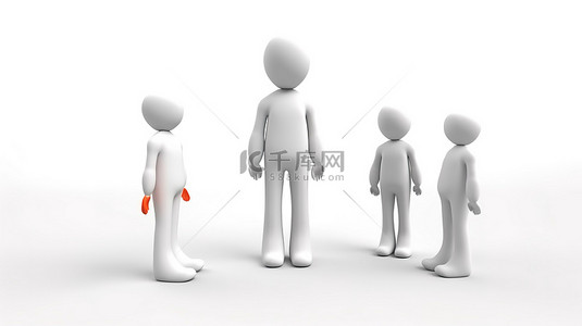 一个微小的 3d 人像出现在白色背景上，就像一个单独站立的病人